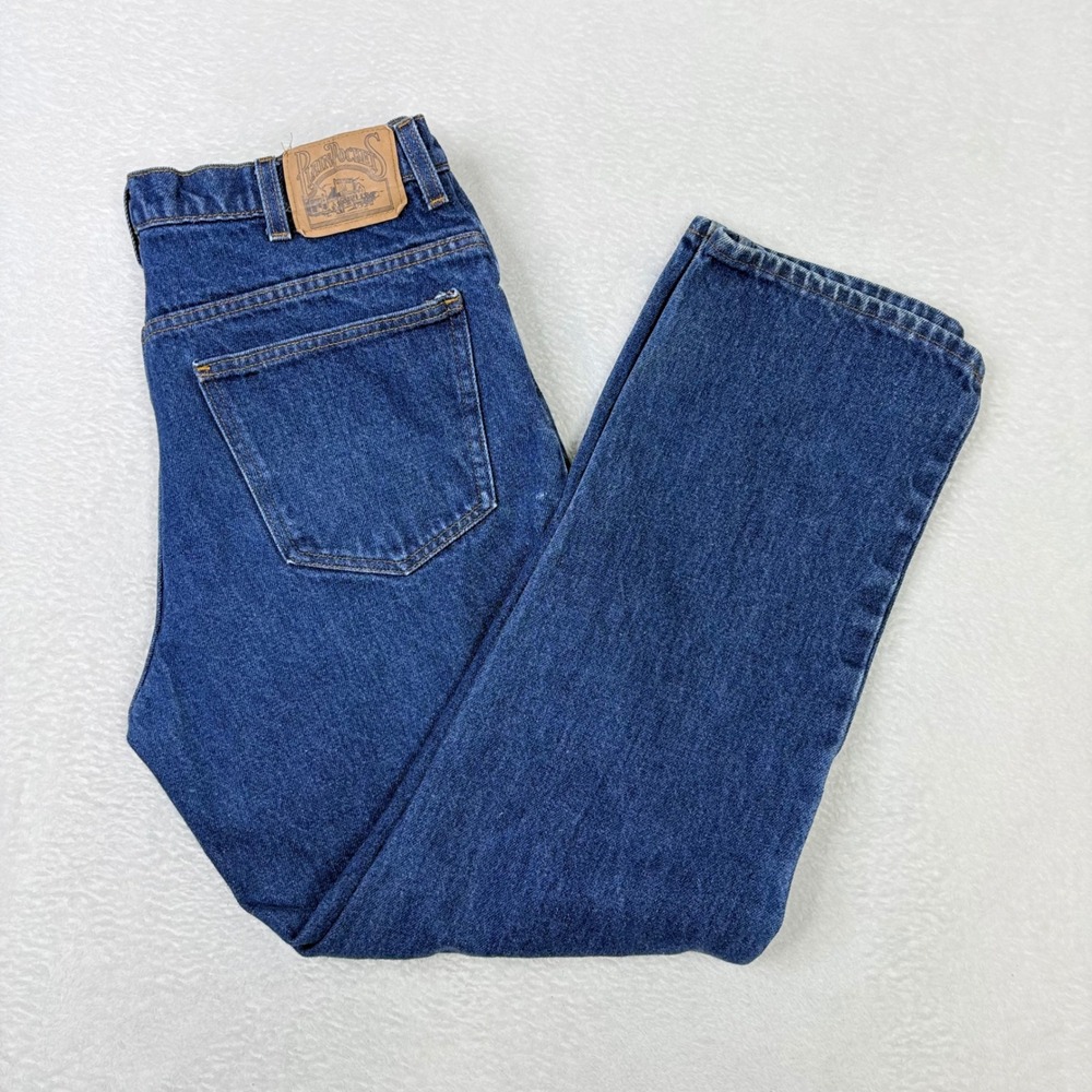 Vintage Plain‎ Pockets Mens 36x30 Blue Denim Straight Leg Jeans Made in USA 523